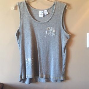 Grey Tank Top With sequence & beads 1x